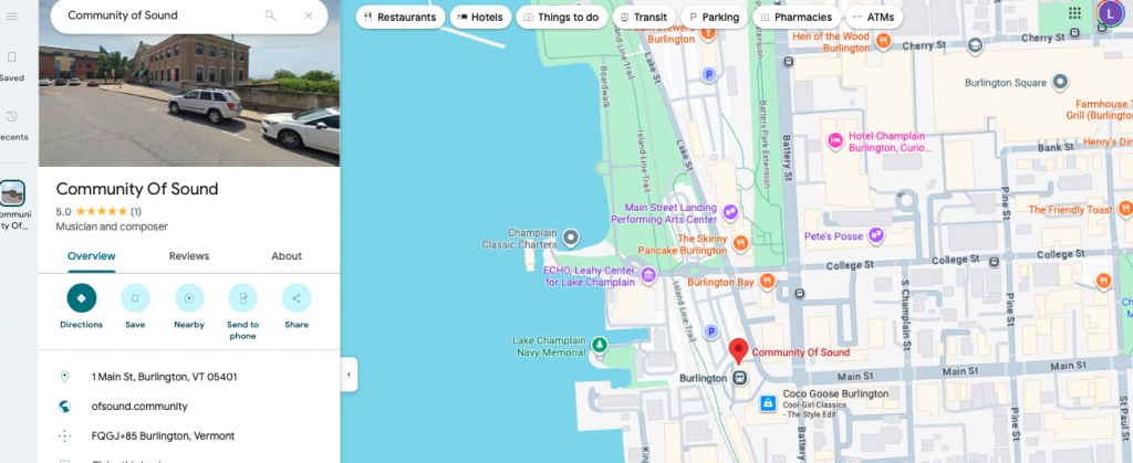 map to one Main Street where we can host sound baths and floating sound baths and ecstatic dance